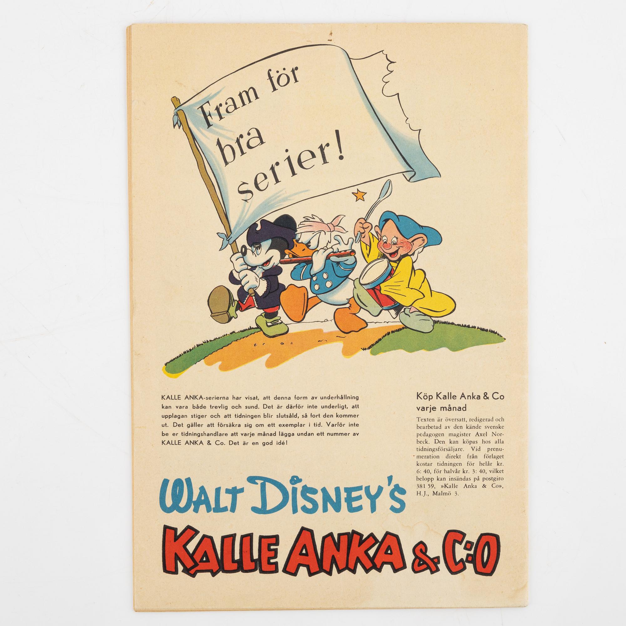 Serietidningar, "Kalle Anka & Co", 14 st, komplett årgång 1950.