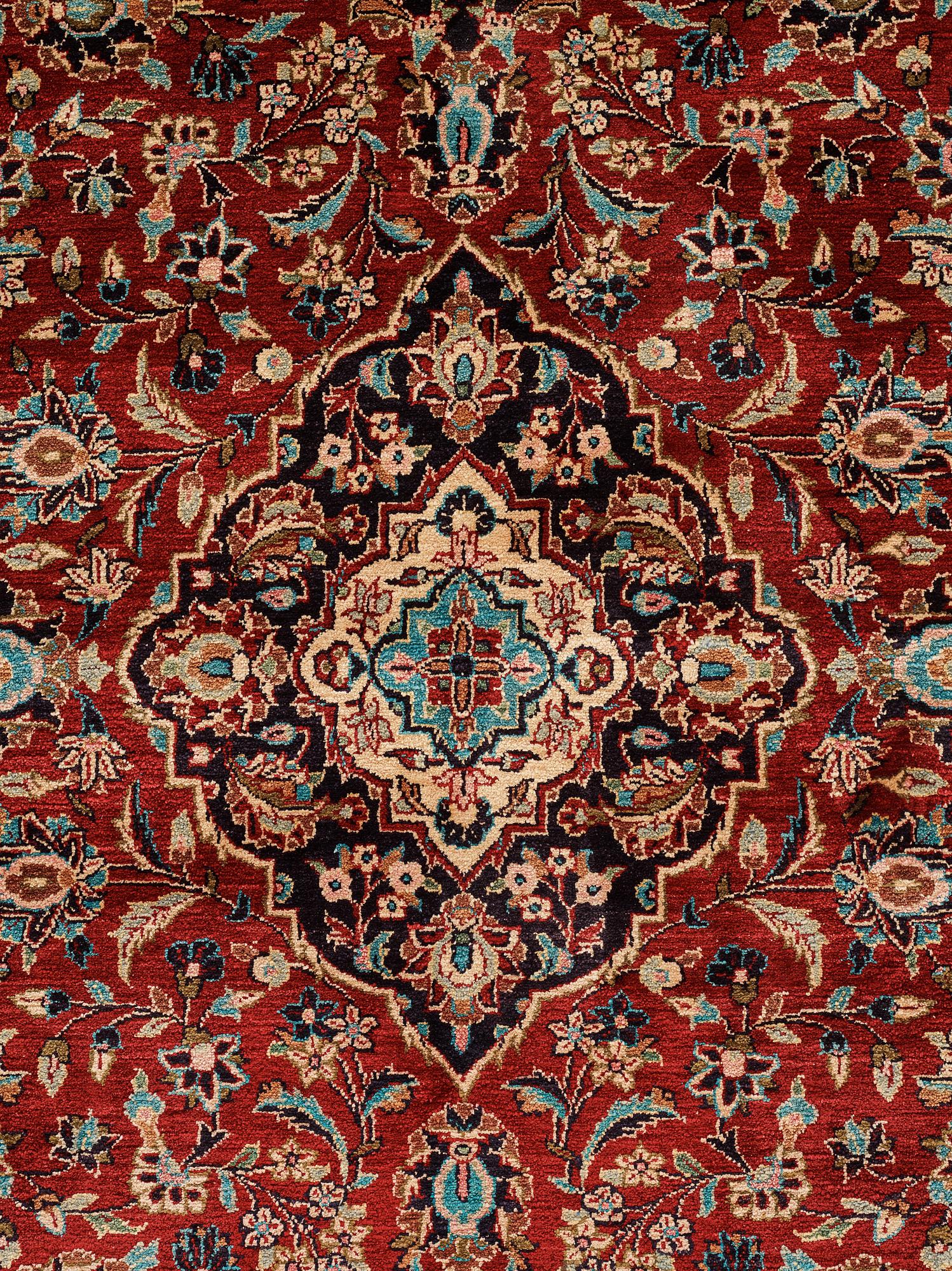A rug, Old, silk Kashan, ca 224 x 138,5 cm.