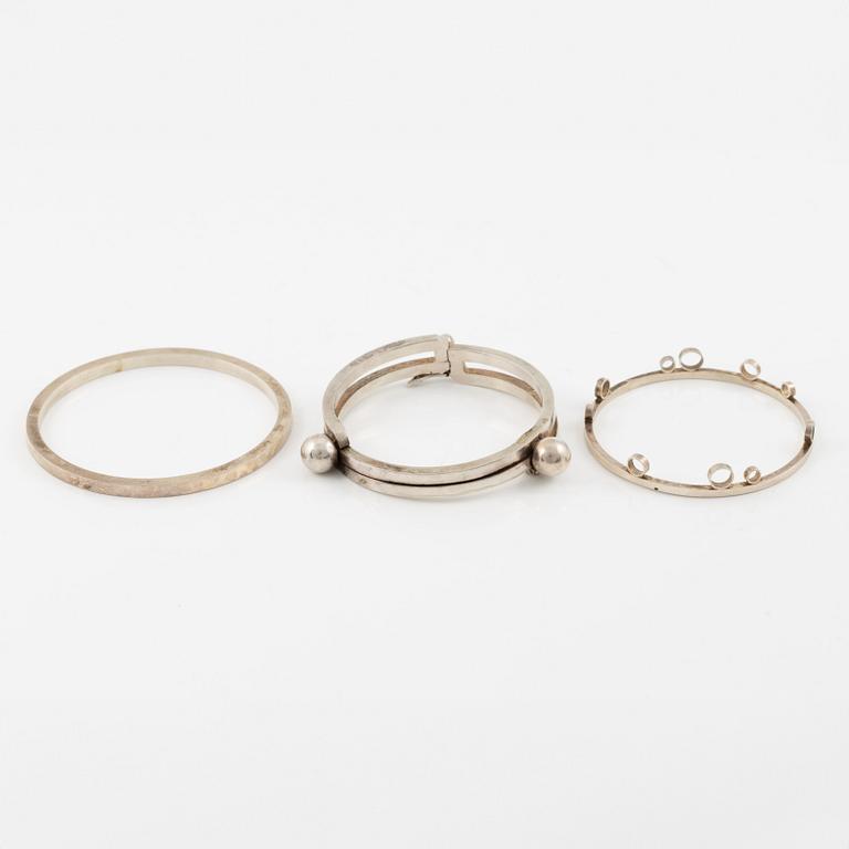 Lars Arby, three arm rings, sterling silver, Gothenburg 1967.