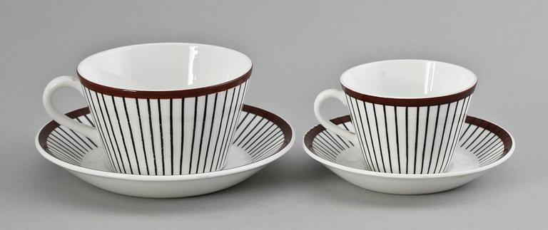 SERVIS, 36 delar, flintgods och benporslin, "Spisa Ribb", Stig Lindberg, Gustavsberg.
