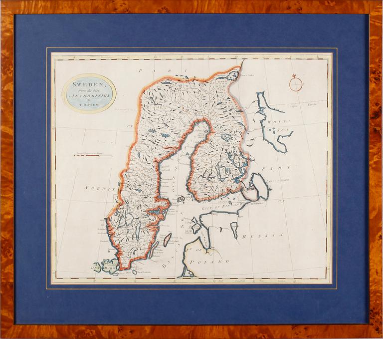 KARTA, kolorerat kopparstick, Thomas Bowen, ca 1780.