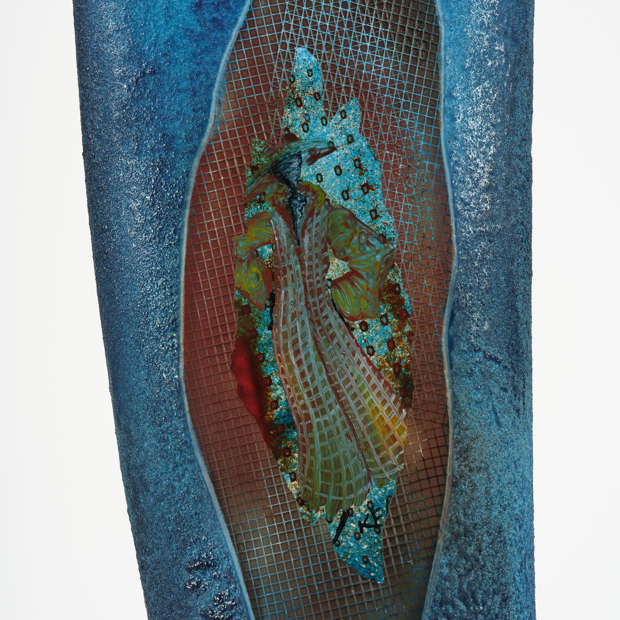 Kjell Engman, a unique glass sculpture 'Man in Trenchcaot' from the series "Catwalk", Kosta Boda, Sweden.