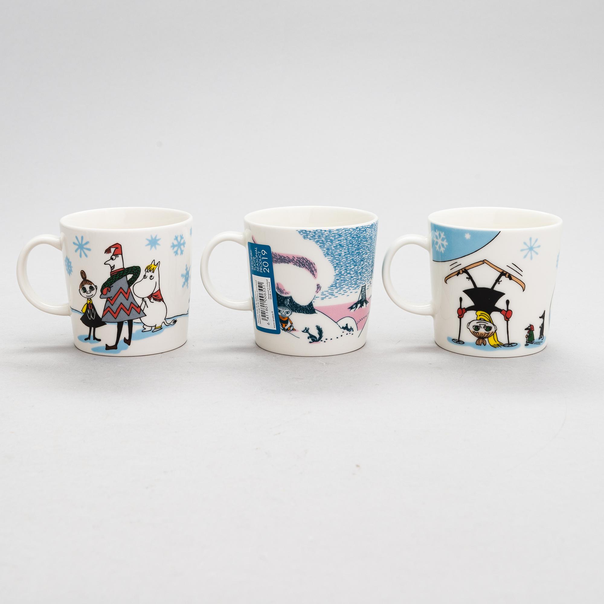 A 6-piece set of Seasonal Moomin mugs, vitro porcelain, Moomin Characters, Arabia.