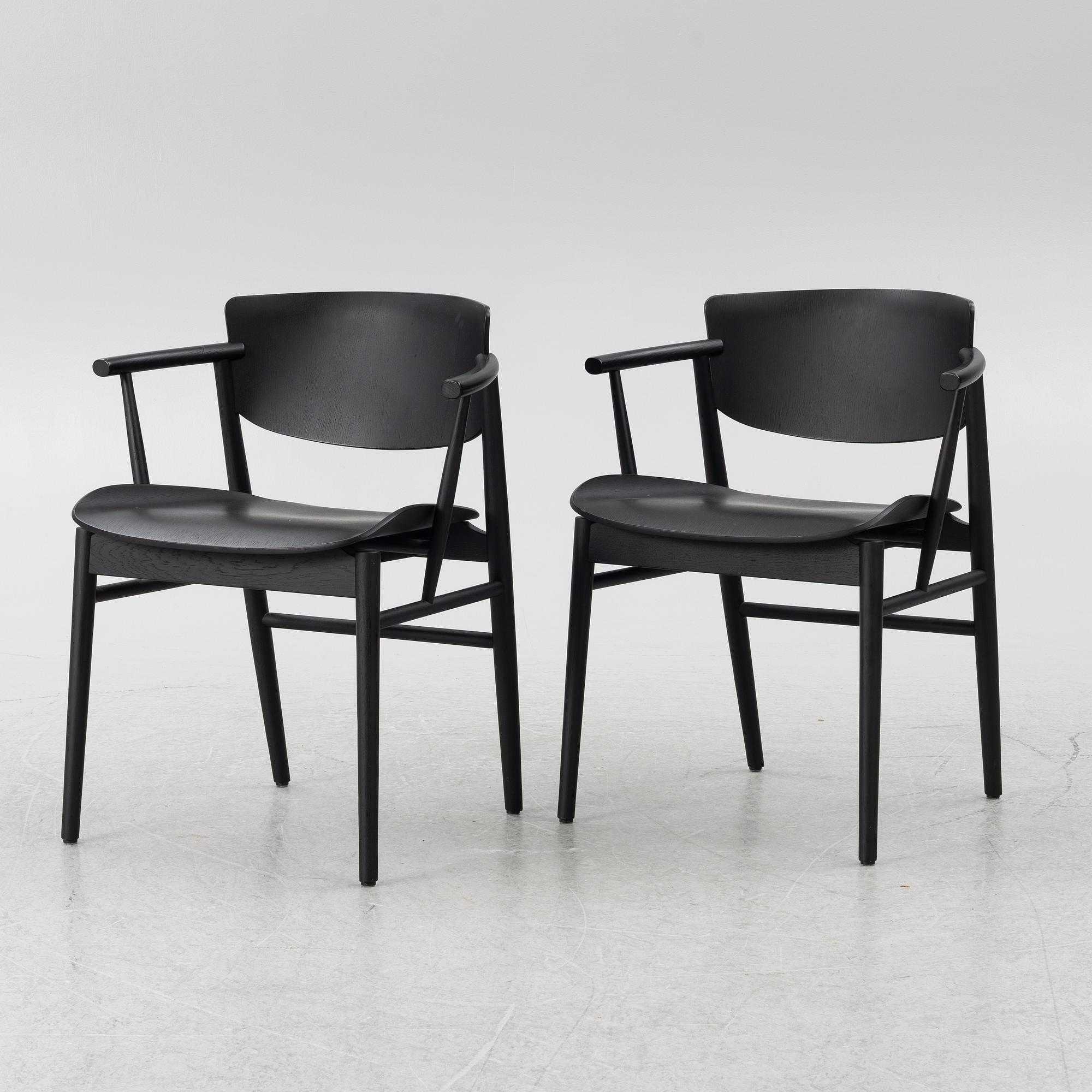 Oki Sato/Nendo, a pair of "No. 1" armchairs, Republic of Fritz Hansen, 2019.