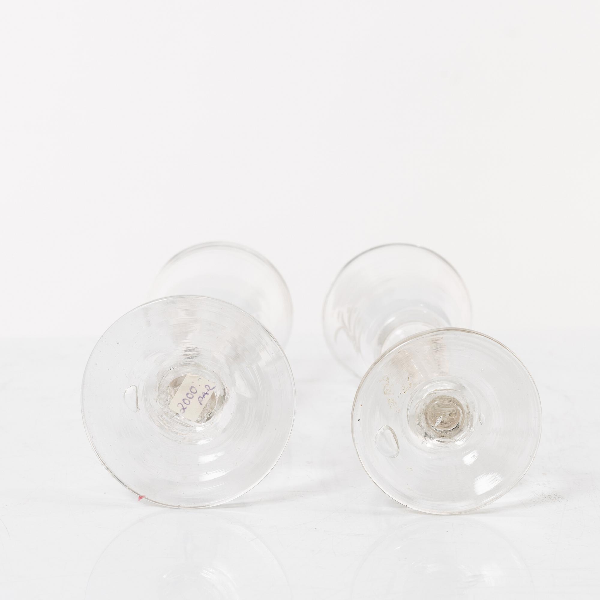 Six glass items, 18th-19th Century.