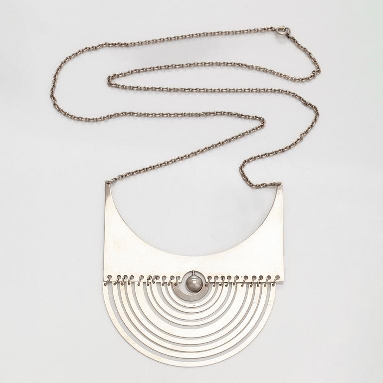 Tapio Wirkkala, necklace, "Half Moon", sterling silver. Westerback, Helsinki 1972.