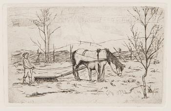 HUGO SIMBERG, linjeetsning, osignerad.