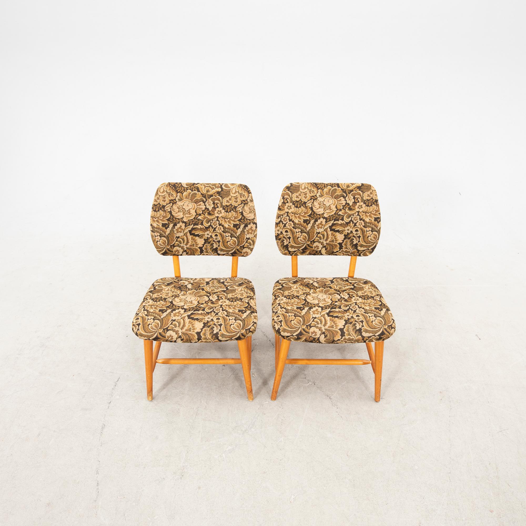 A pair of mid 20th century easy chairs from Engen, Örkelljunga, Seden.