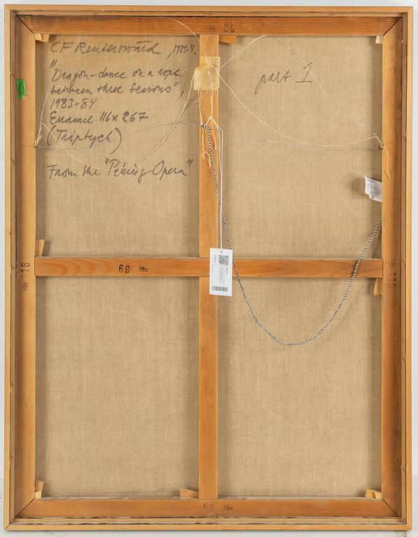 CARL FREDRIK REUTERSWÄRD, enamel/acrylic on canvas, signed Reuterswärd. On verso signed CF Reuterswärd and dated 1983-4.