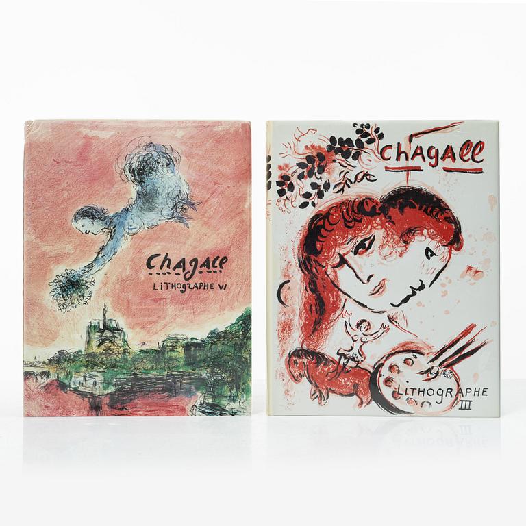Marc Chagall, böcker, 6 st, "Chagall Lithographe I-VI, 1922-1985", Fernand Mourlot.