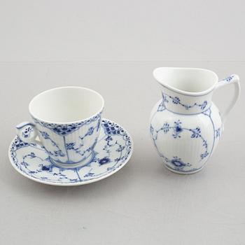 Royal Copenhagen, a 33-piece porcelain coffee service, "Blue fluted", half lace, Denmark.