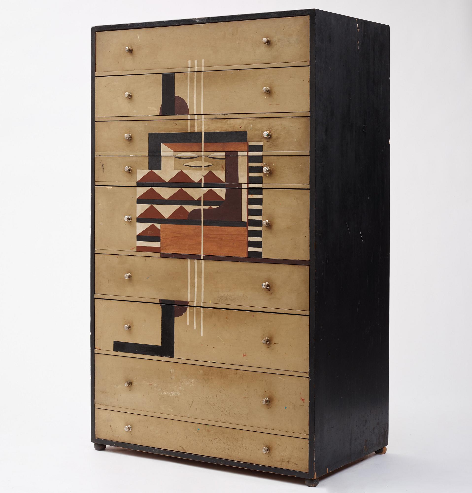 Ingegerd Torhamn, a modernist painted and decorated chest of drawers, Sweden ca 1930.