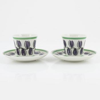 Kaffekoppar med fat, 2st, porslin, "Delila", Upsala Ekeby Gefle.