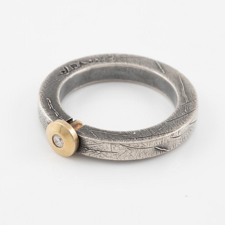 Bracelet, necklace, a pair of earrings, and a ring, Pia Rauff, silver with small diamonds.