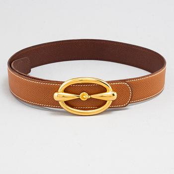 HERMÈS, leather belt, size 65.