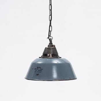 An industrial enamel celing light, second half of the 20th century.