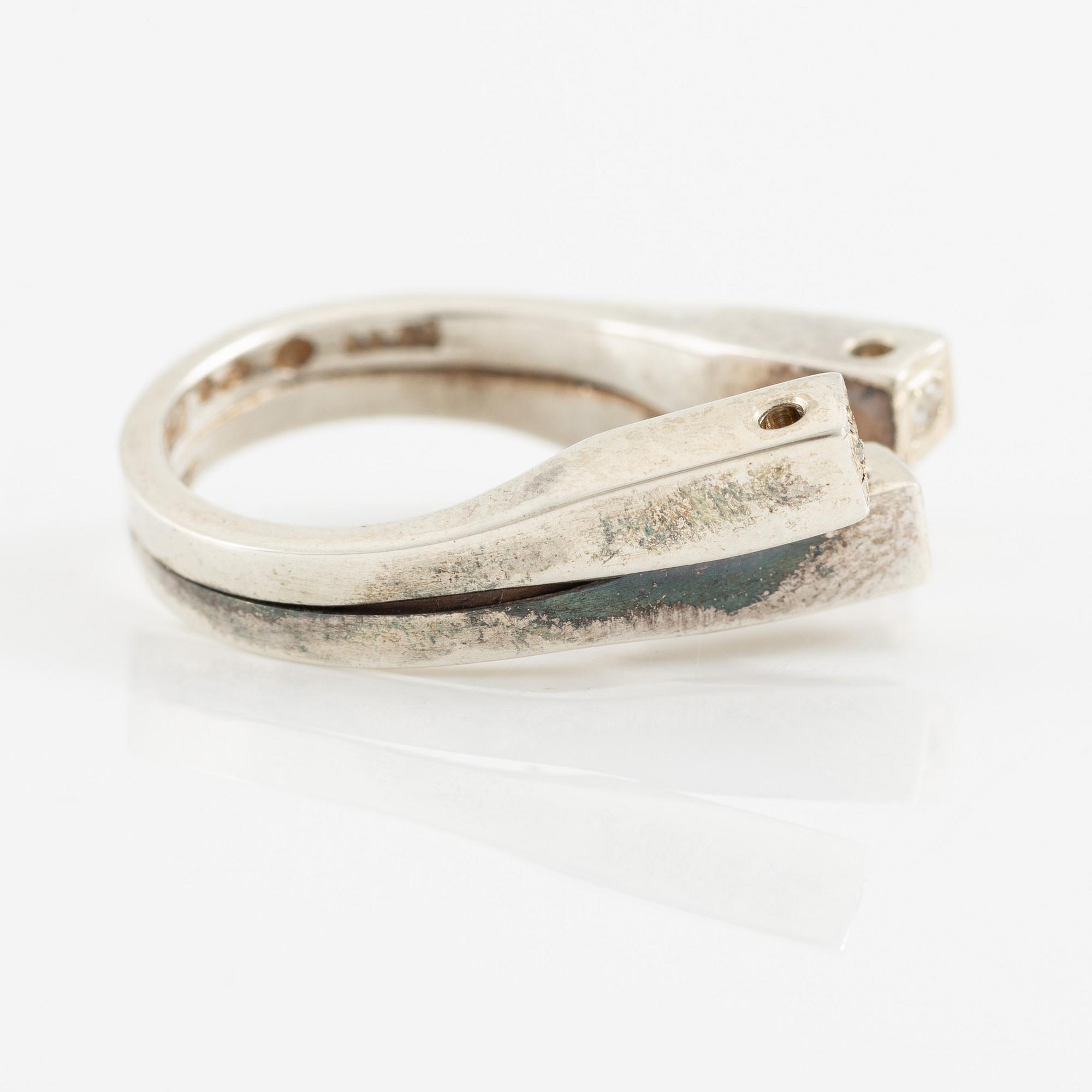 Jan-Christer Lundqvist, ring, sterling silver with white stones, Skövde 1981.