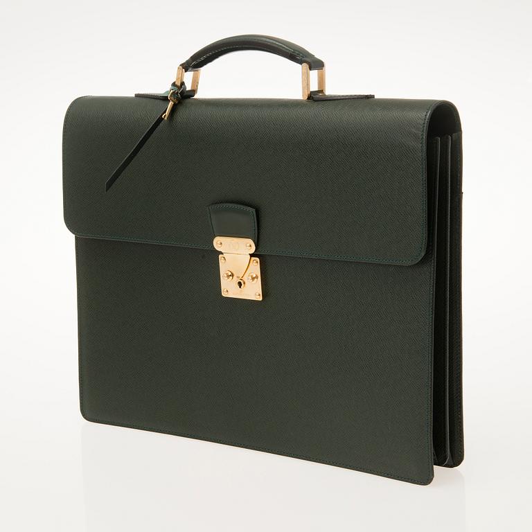 A Green Taiga Leather Serviette Laguito Briefcase.