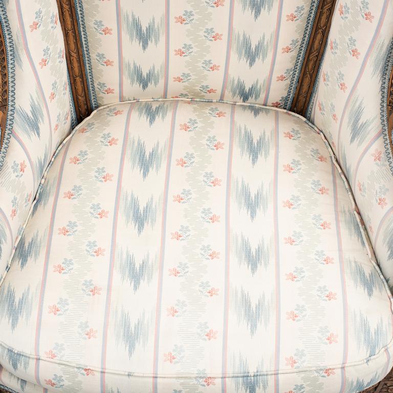 A Louis XVI-style bergere, late 19th century.