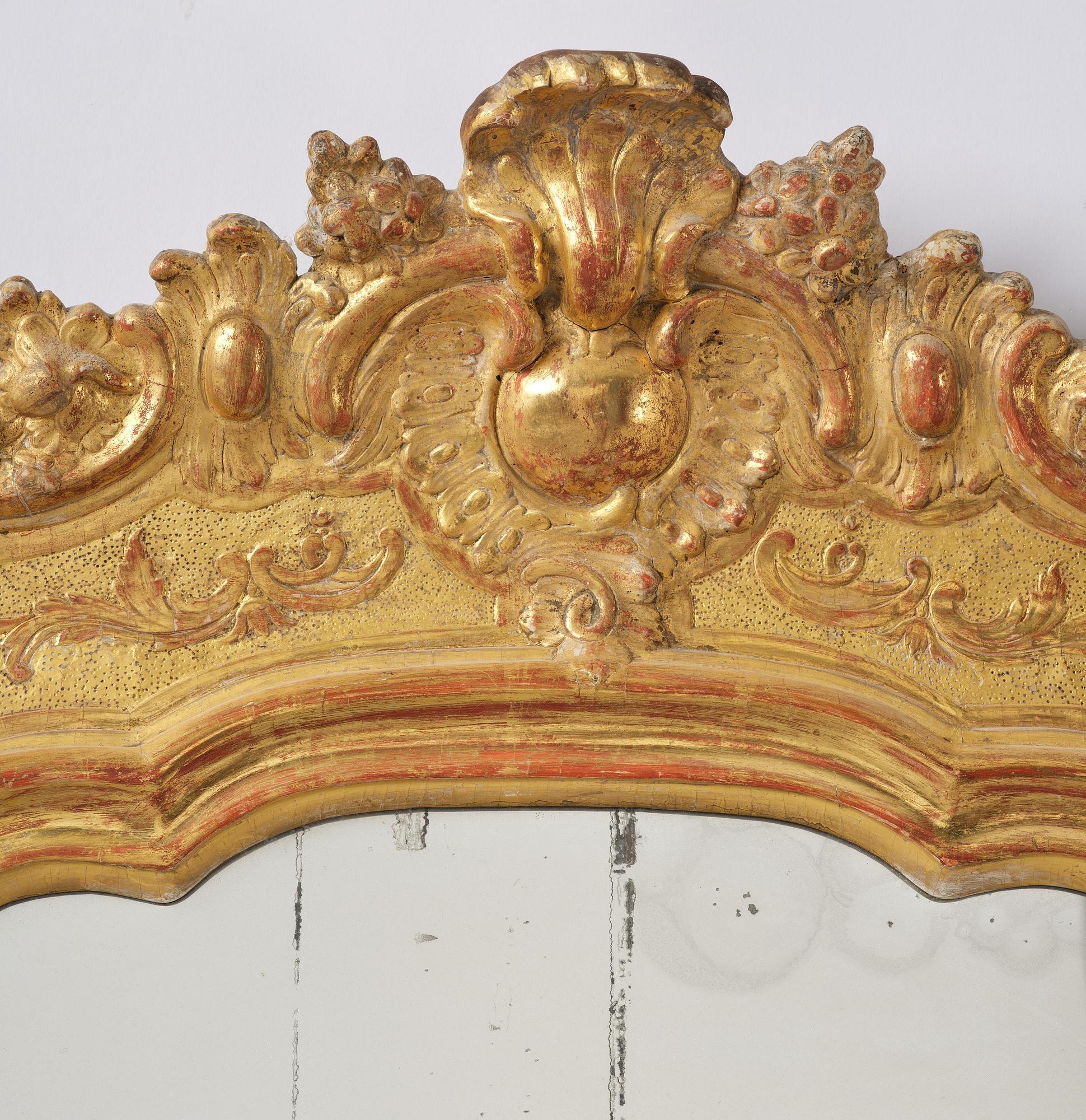 A rocococ giltwood mirror, Stockholm, later part 18th century,