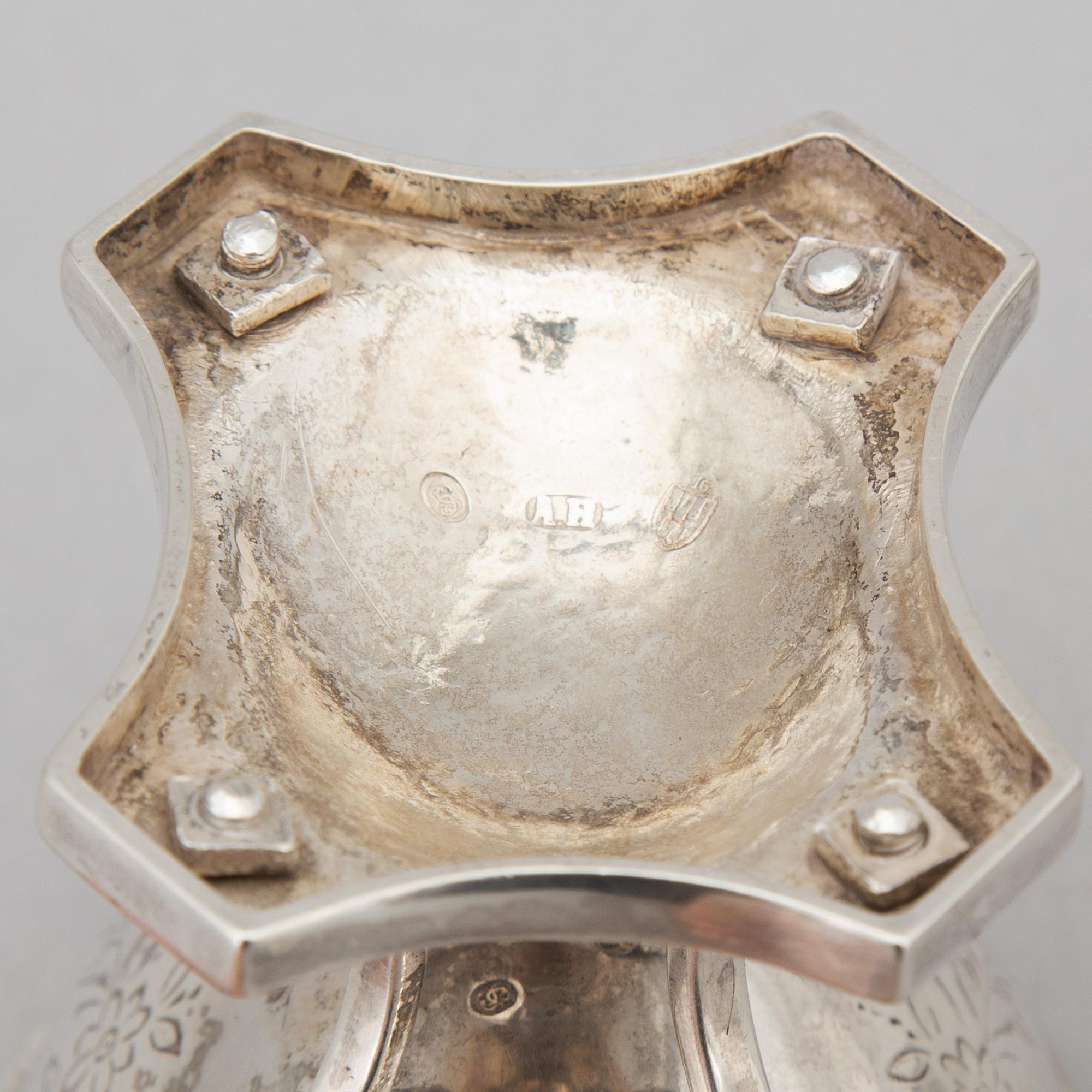 A pair of Danish Silver Salt Cellars, mark of Assay Master Simon Groth 1895.