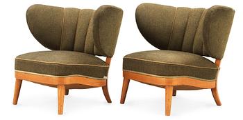 809. A pair of Otto Schulz 'Schulz' armchairs, Jio Möbler, Jönköping 1940's-50's.
