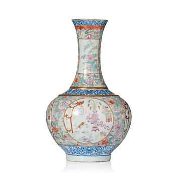 1097. A large famille rose vase, Qing dynasty with Guangxu mark.