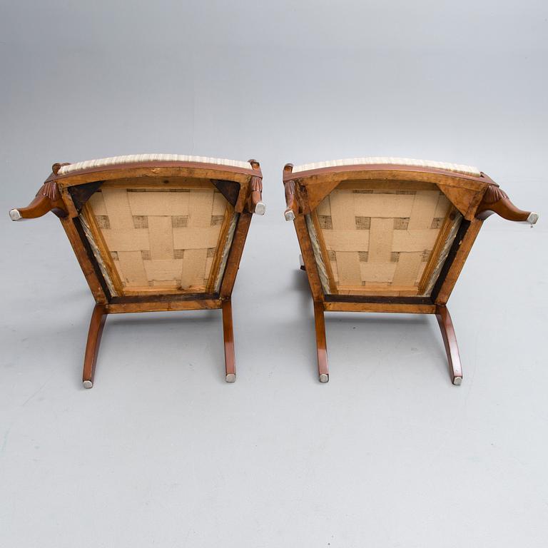 A PAIR OF RUSSIAN ARMCHAIRS, empire early 19th century.