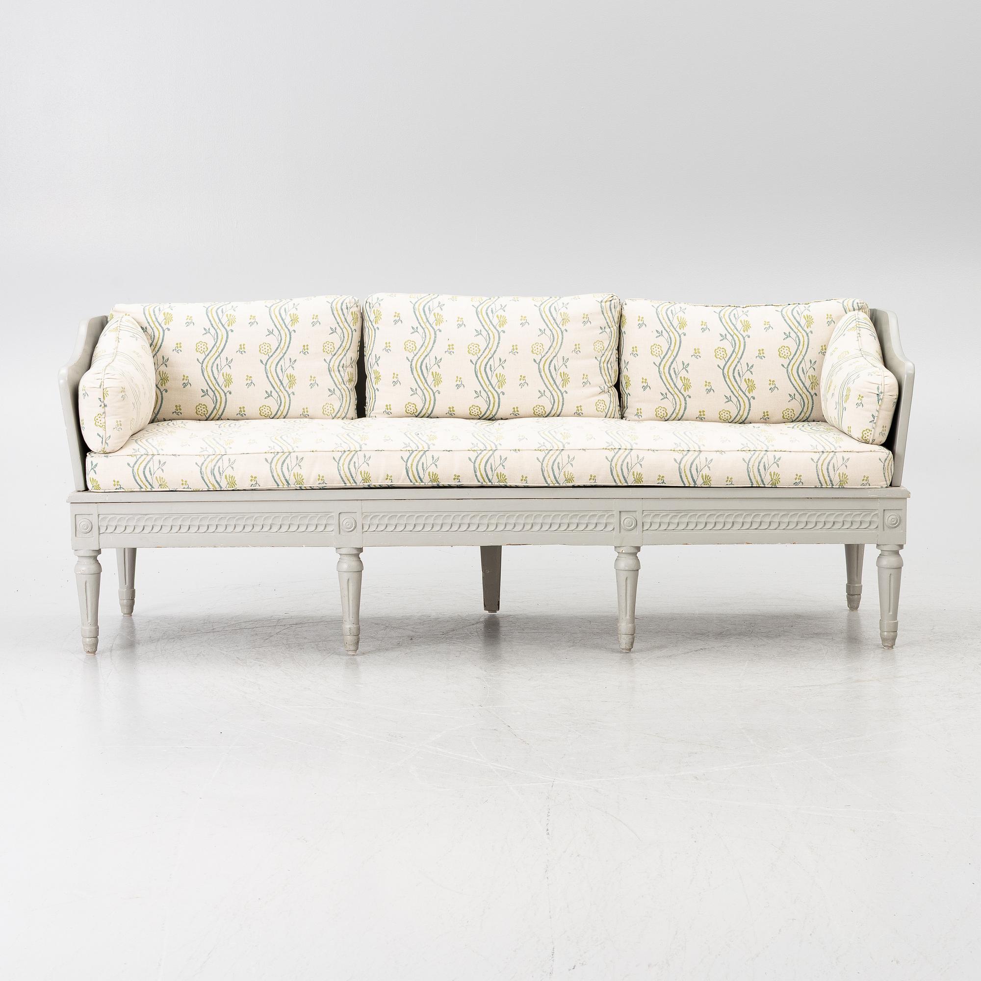 A Gustavian provincial work sofa, 18th century.