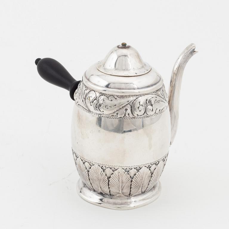 A Danish silver chocolate pot, makers mark of Aage Steffensen, Assay Master mark of CF Heise, Copenhagen 1929.