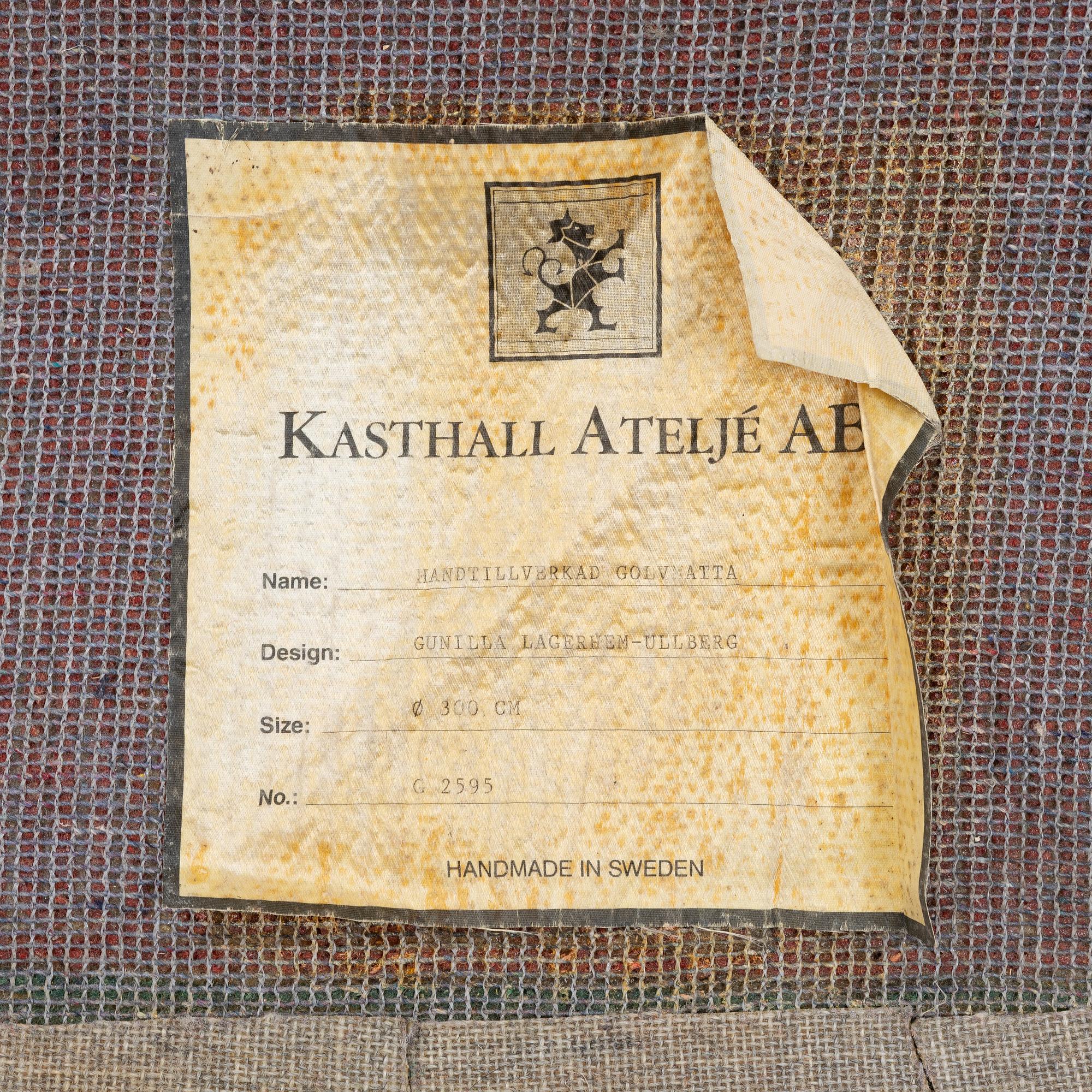 Gunilla Lagerhem Ullberg, matta, tufftad, Kasthall, diameter  ca 300 cm.