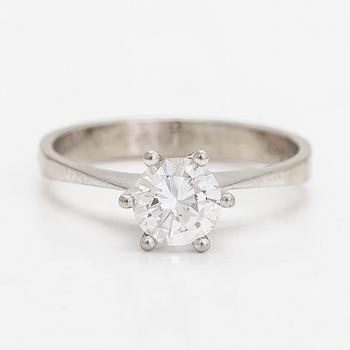 A 14K white gold ring with a brilliant-cut diamond approx. 0.75 ct. Stamped Wempe.