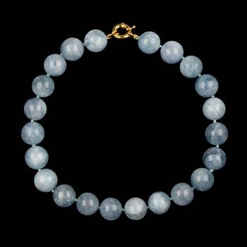 COLLIER, råakvamarinkulor, lås i gulmetall, 2000-tal.