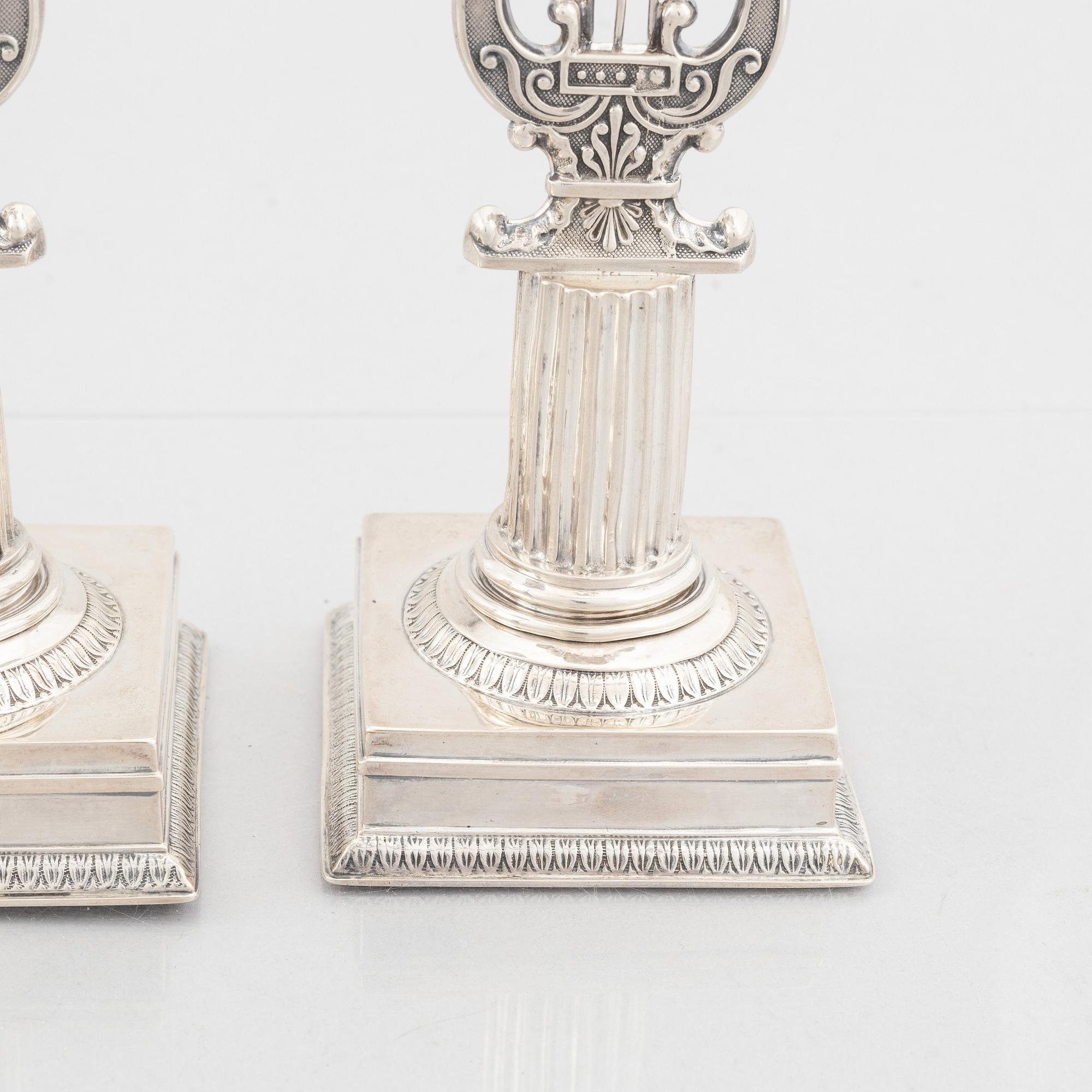 A pair of Swedish silver candlesticks, mark of Adolf Zethelius 1823.