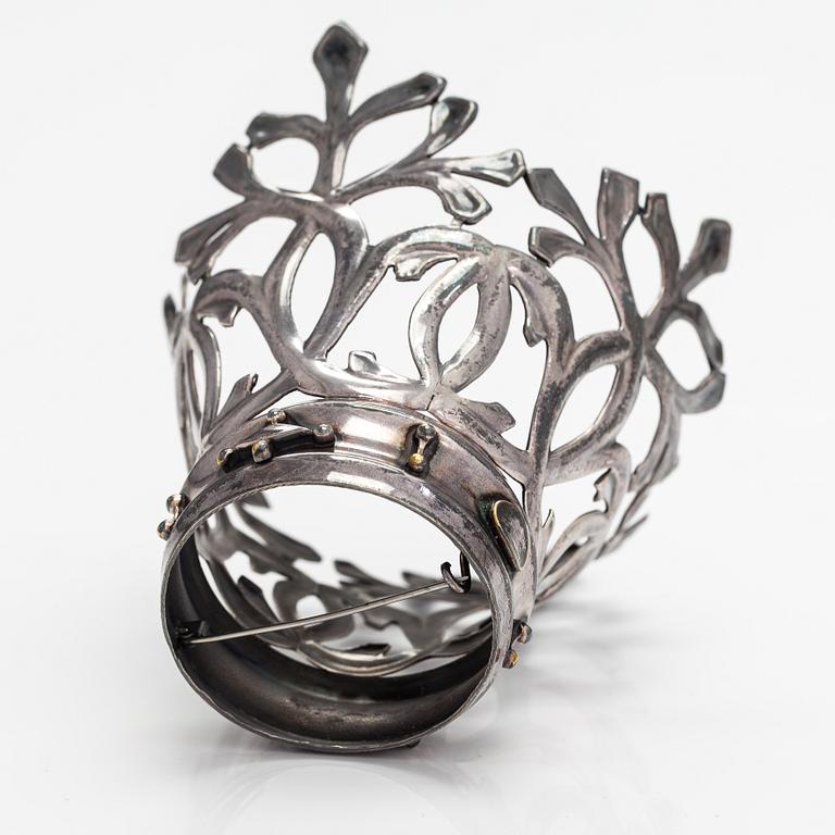 Germund Paaer, A silver plated brass wedding crown "Jäkäläkruunu". Kalevala koru, Helsinki 1940's-1950's.