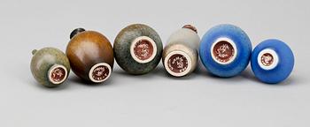 MINIATYRVASER, 6 st, stengods, Sven Wejsfelt Gustavsberg. Signerade.