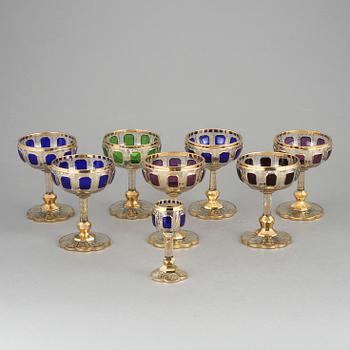 CHAMPAGNEKUPOR, 7 + 1, glas, Italien, 1800-talets slut.