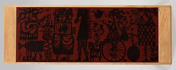 A Stig Lindberg & David Rosén enamel top oak table, Gustavsberg & Nordiska Kompaniet, Triva series, 1959.