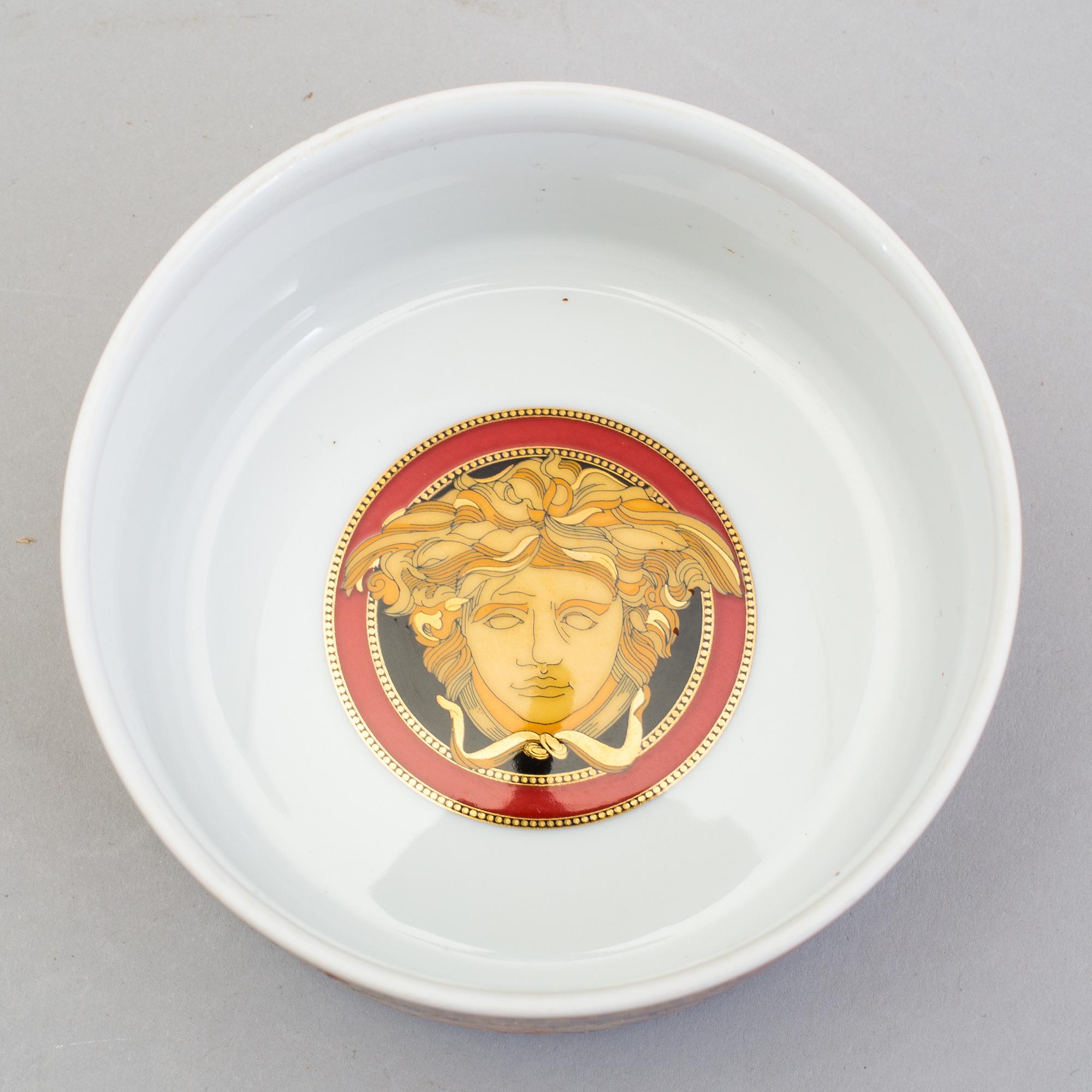 A lidded jar and a dish, Versace "Medusa".