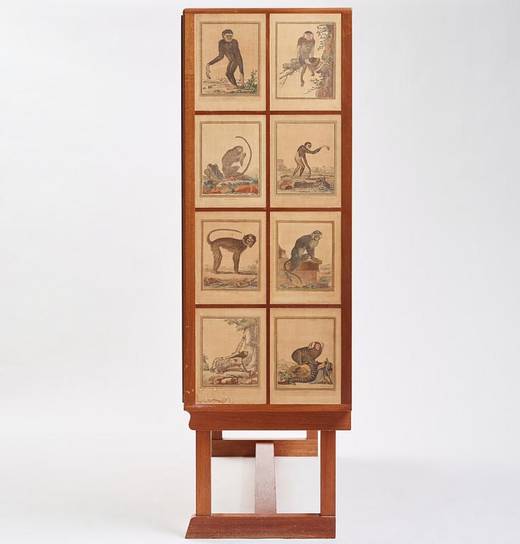 Josef Frank, 'Apskåpet' (The monkey cabinet), a rare cabinet covered with prints of different monkeys, Svenskt Tenn, Sweden ca 1941.