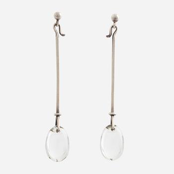 Vivianna Torun Bülow-Hübe a pair of earrings "Dew-drops" silver and rock crystal for Georg Jensen.