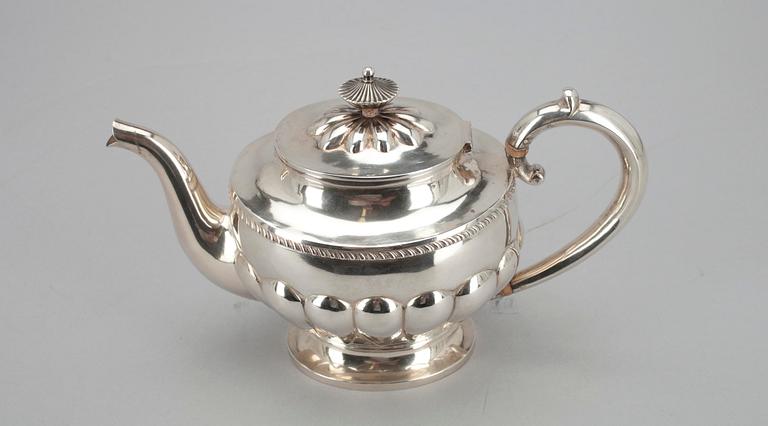 A russian silver teapot, St Petersburg 1893. Marked HK.