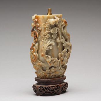 A sculptured stone vase, presumably late Qing dynasty.