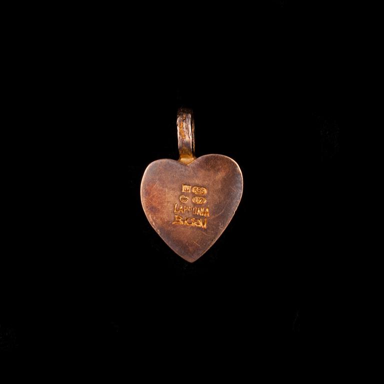 HÄNGSMYCKE, 14K guld, "Hjärtat", Björn Weckström Lapponia, 1973. Vikt 1,5 g.