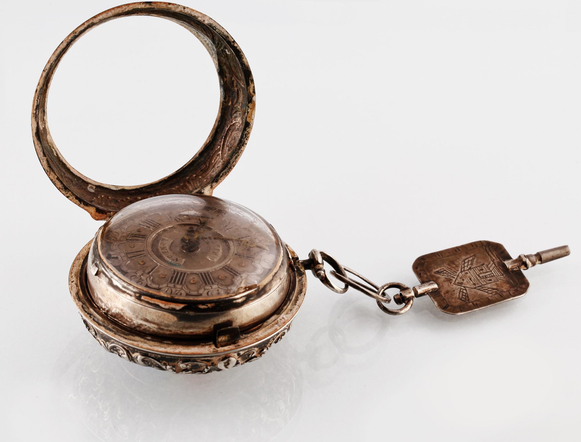 FICKUR, silver, John Wilter, London, 1700-tals mitt/andra hälft.