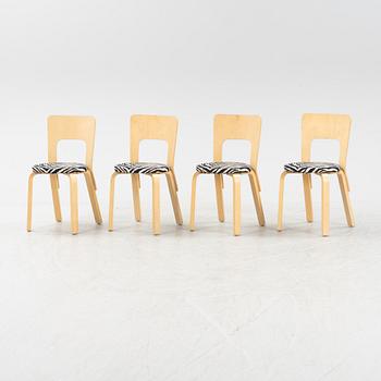 Alvar Aalto, a set of four model '66' birch chairs, Artek, Finland,