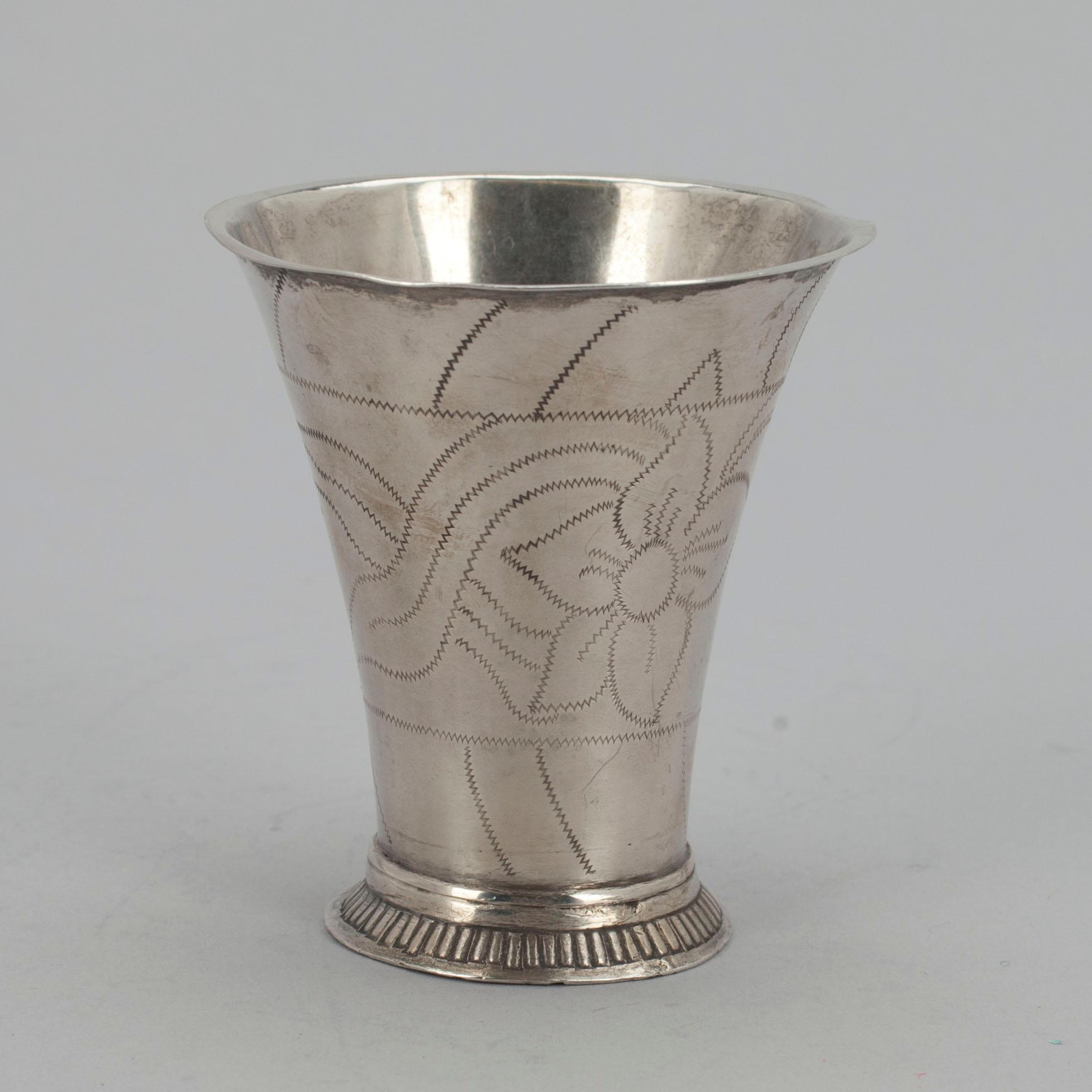 BÄGARE, silver, Finland, Tavastehus 1782, Petter Törnqvist. Vikt 52 g.