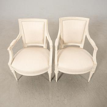 Armchairs, ett pair, late Gustavian Stockholm work, early 19th century.