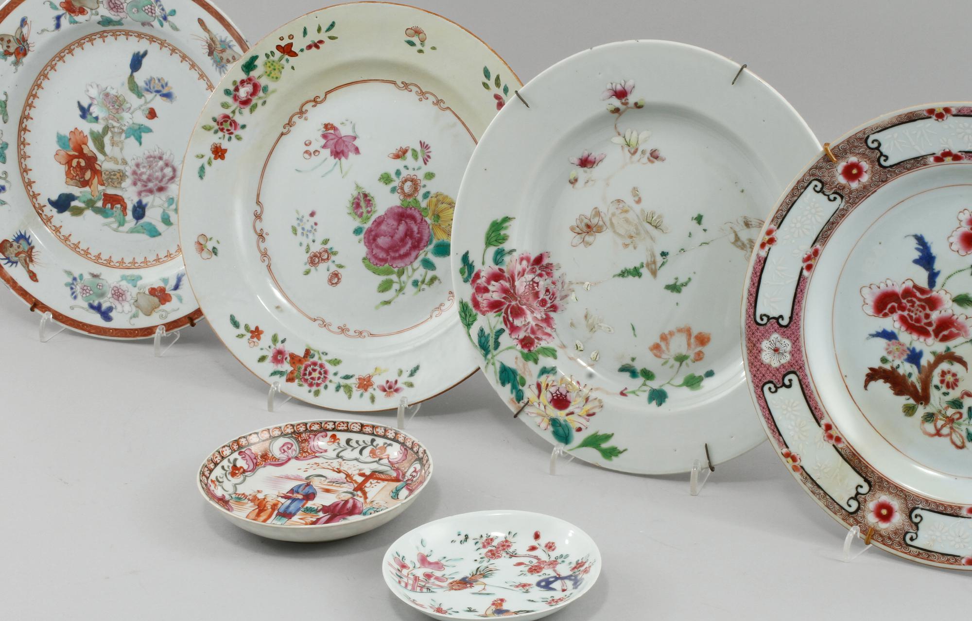 PARTI PORSLIN, 6 delar, Kina, 1700-tal.