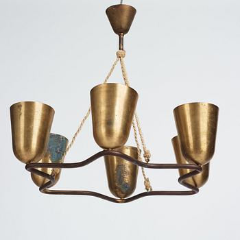 A Swedish Modern brass ceiling lamp, 1940's.